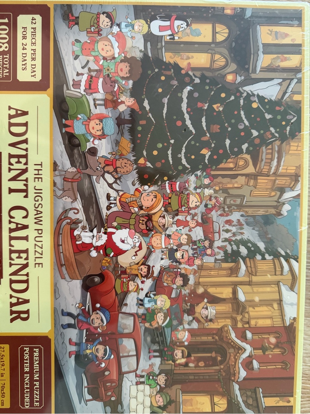 Advent Calendar Jigsaw Puzzle – Festive Holiday Scene in Green & Red